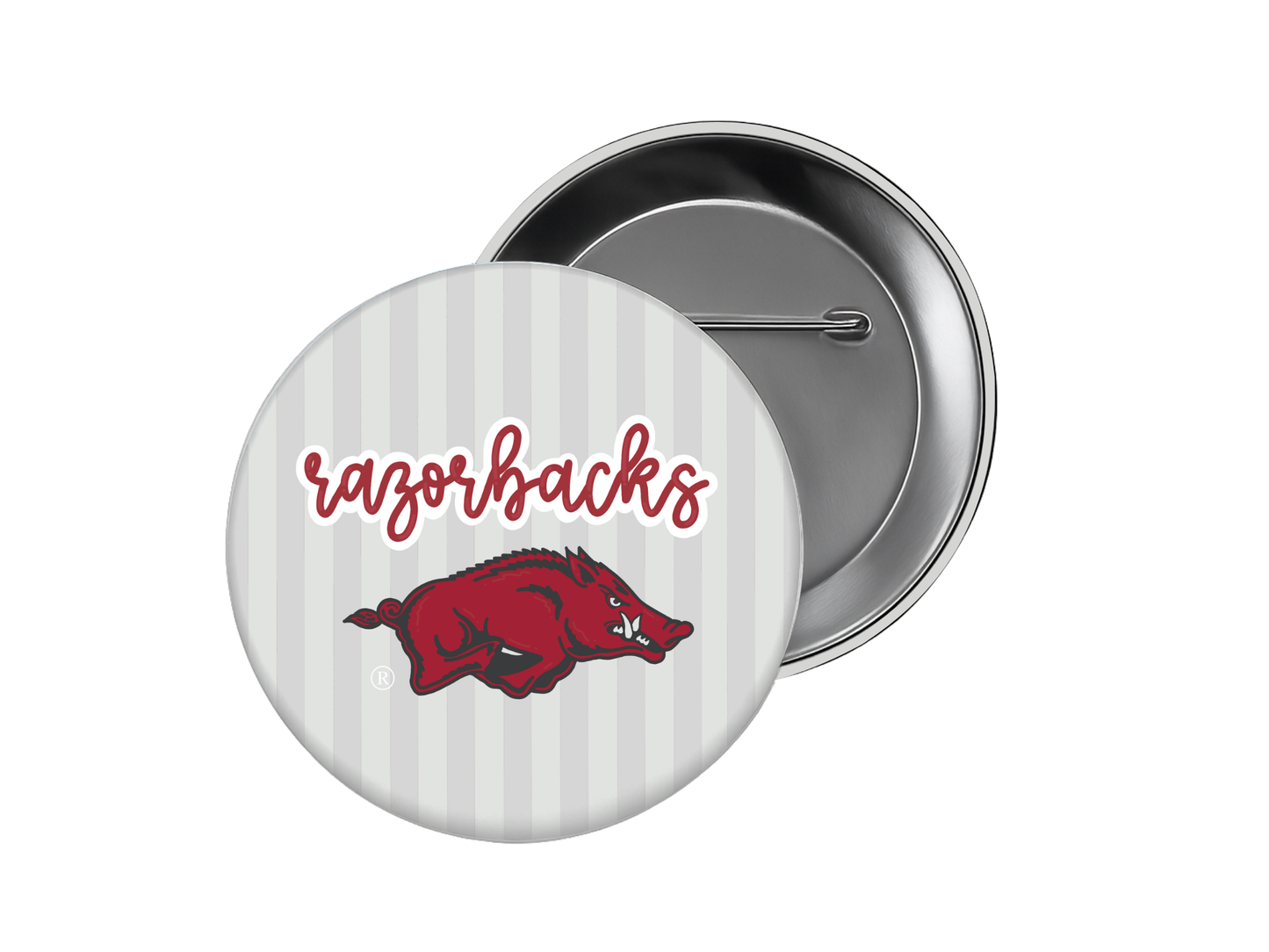 University of Arkansas - Grey Stripe Razorbacks Button