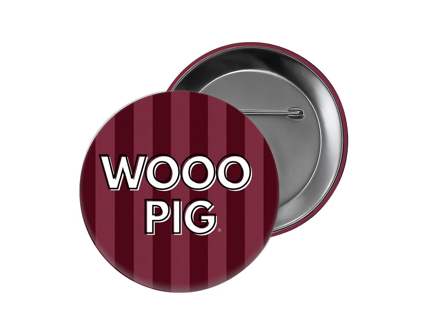 University of Arkansas - Maroon Stripe Wooo Pig Button