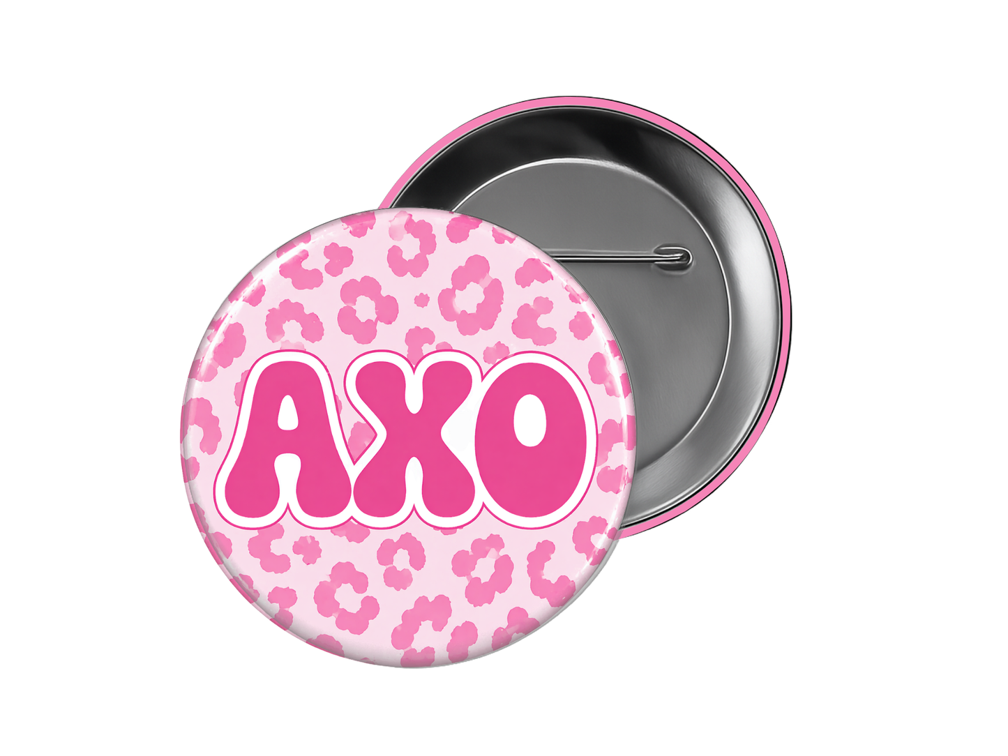 Alpha Chi Omega - Pink Cheetah Button