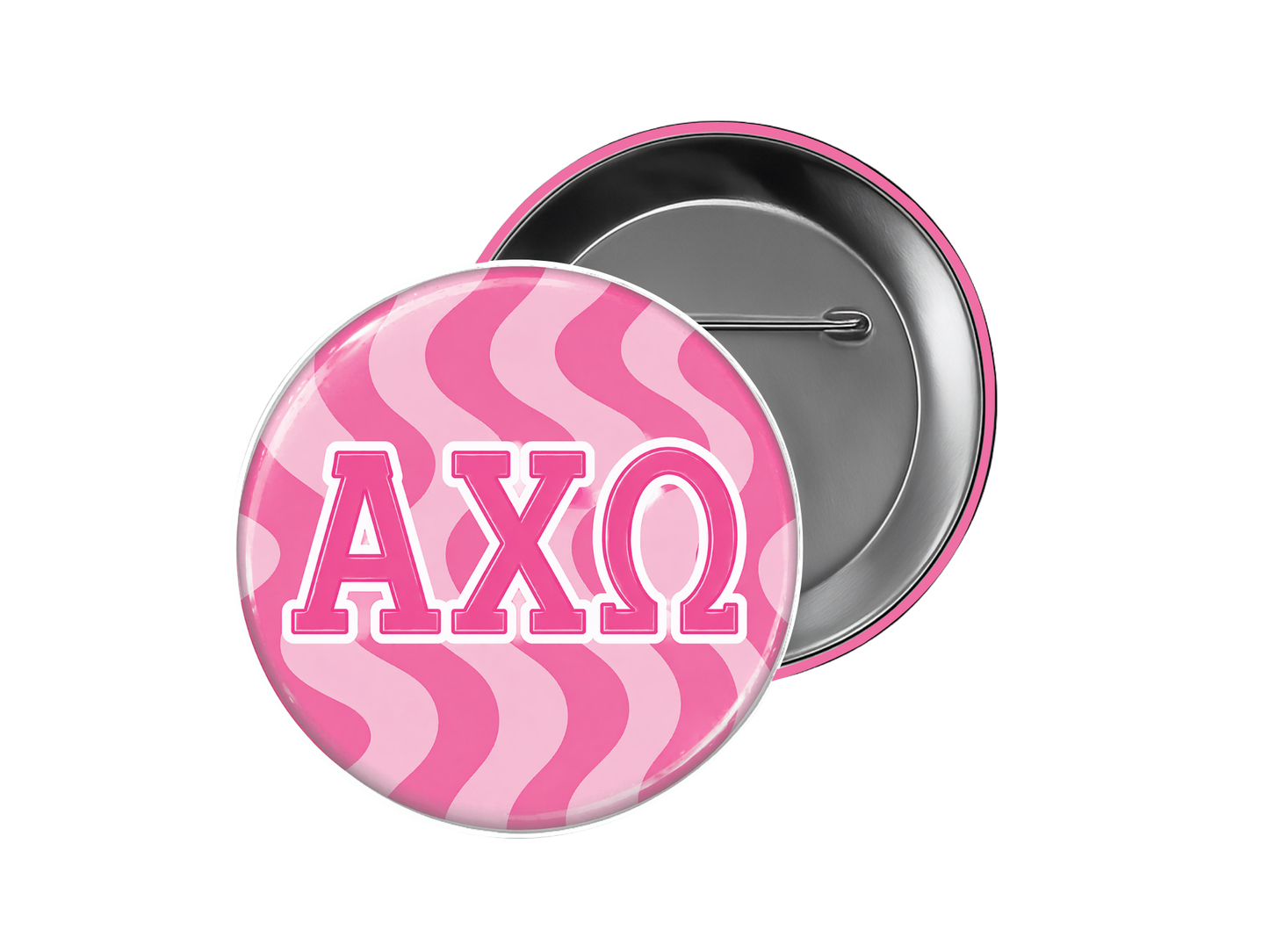 Alpha Chi Omega - Pink Squiggly AXO Button