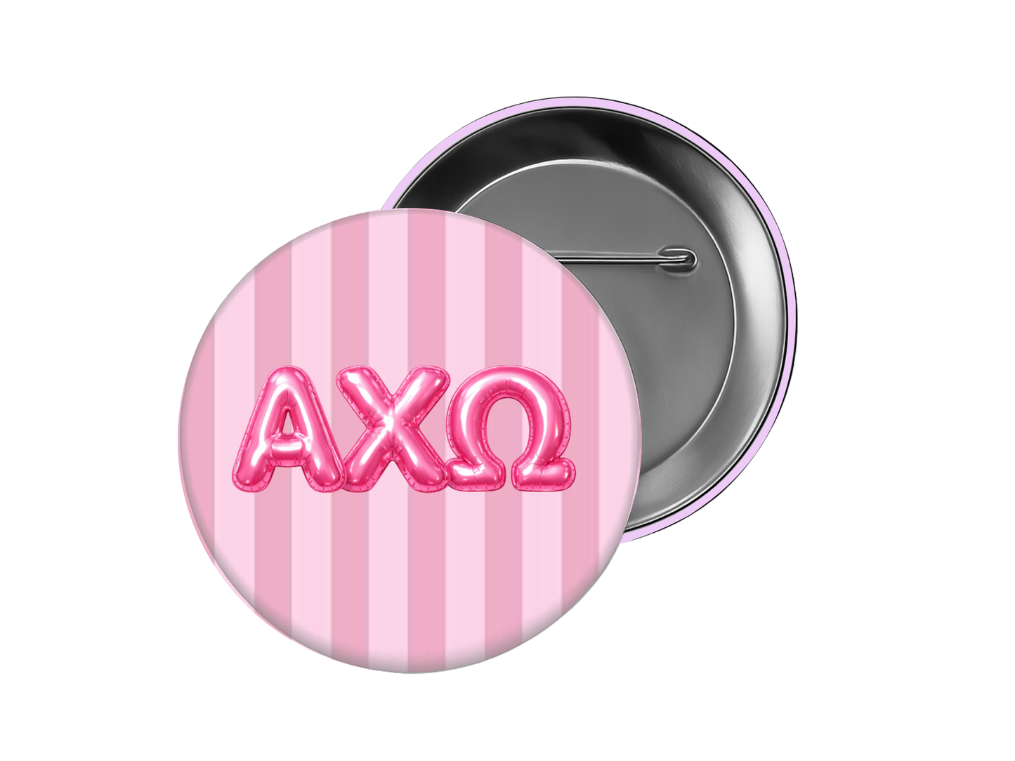 Alpha Chi Omega - Pink Stripe Balloon AXO Button