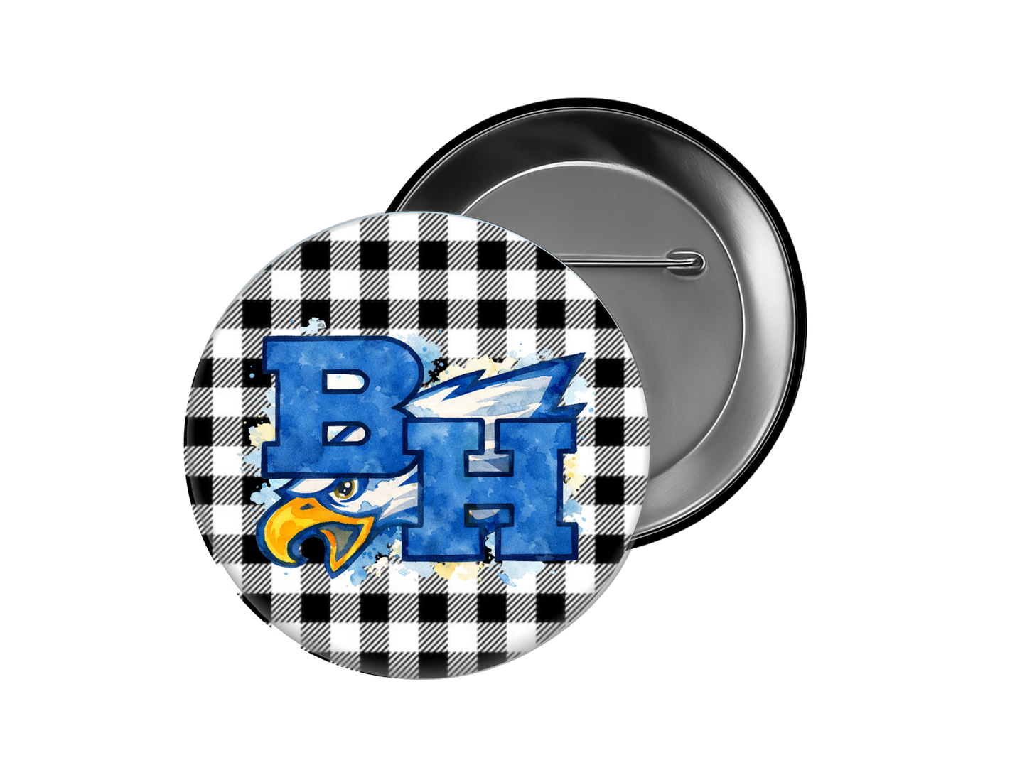 Barbers Hill High School Button β Gingham BH (Copy)