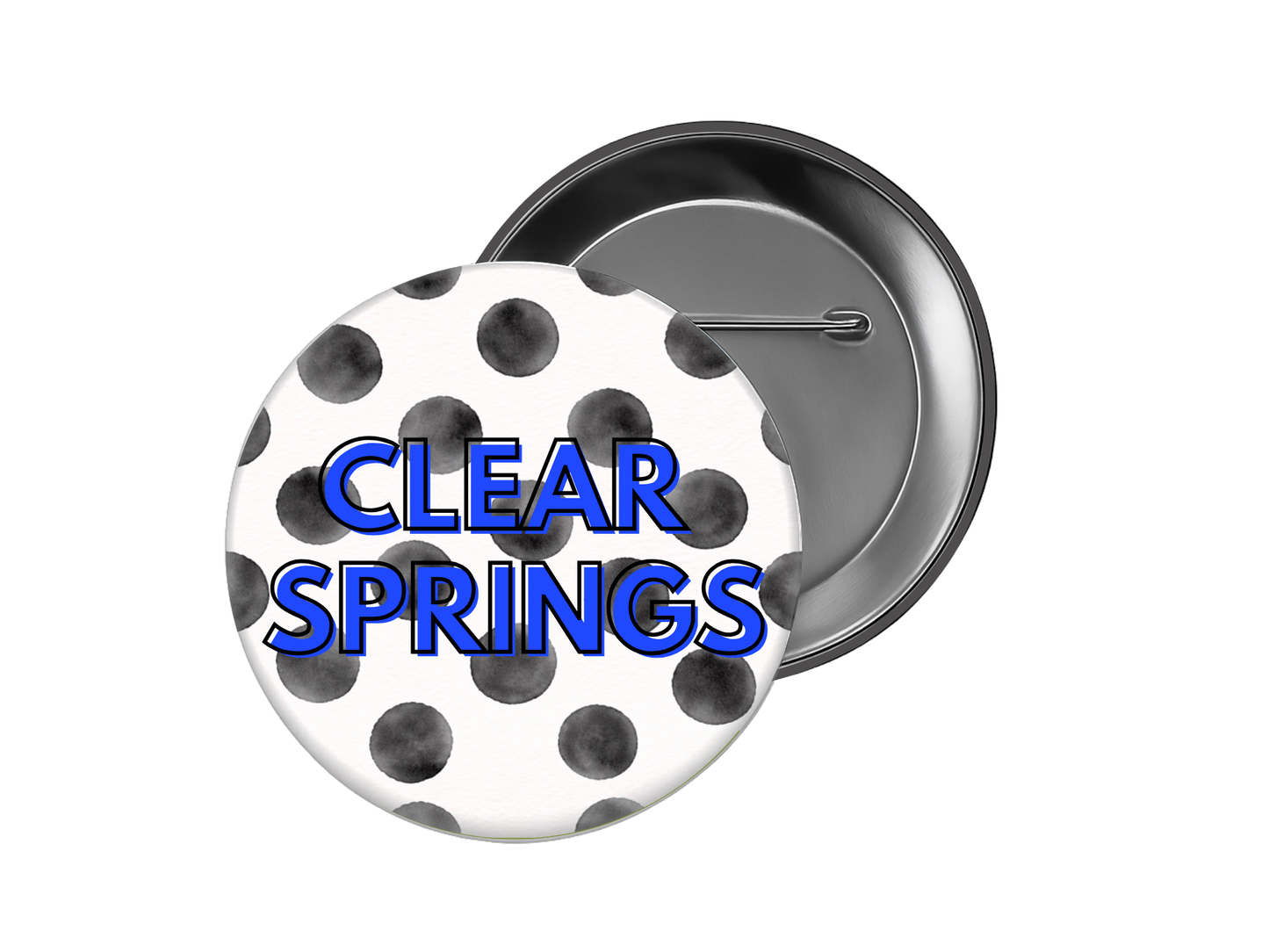 Clear Springs High School Button β Black and White Polka Dot