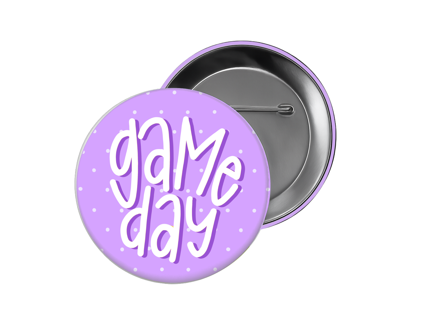 Game Day Button - Light Purple Polka Dot Design
