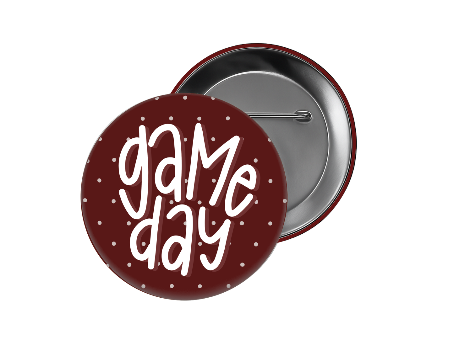 Game Day Button - Maroon Polka Dot Design