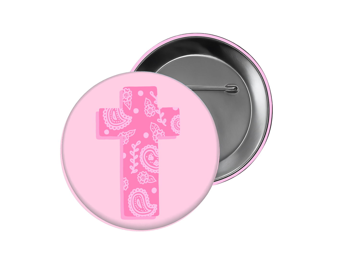 Faith Button β Pink Cross Design