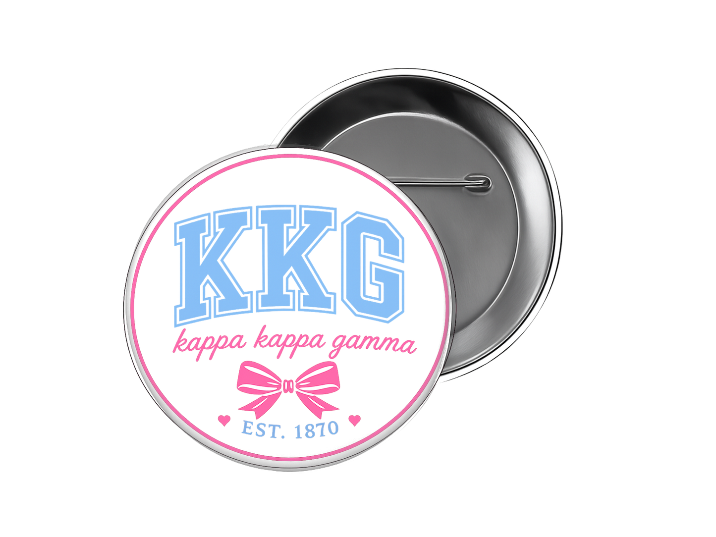 Kappa Kappa Gamma - Light Blue and Pink Bow Button