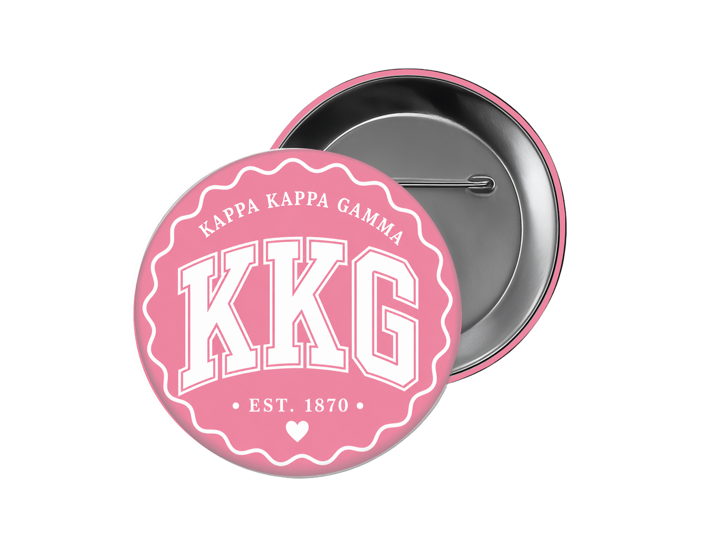 Kappa Kappa Gamma - Pink Squiggle KKG Button