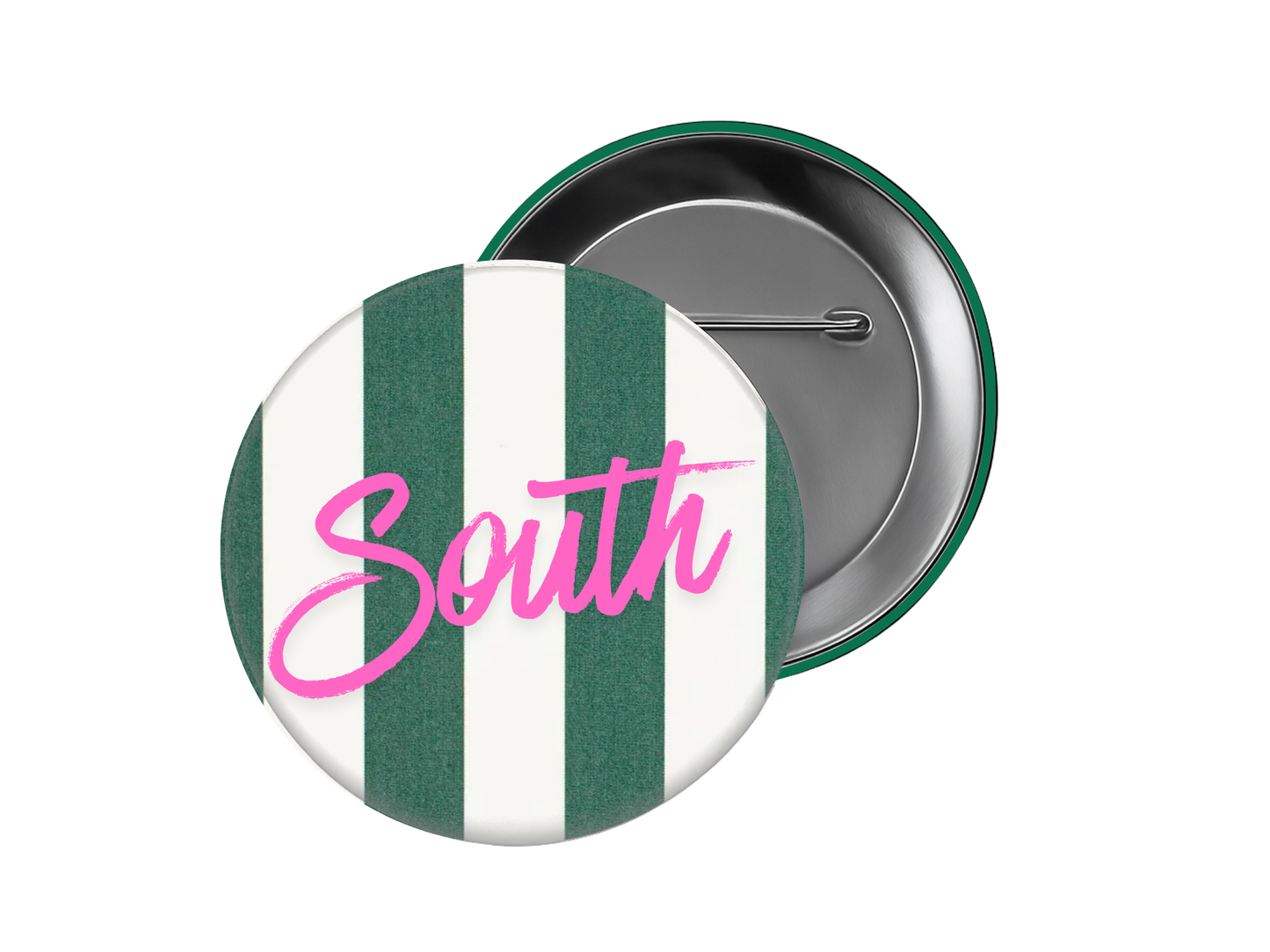 Lutheran South School Button β Pink Stripe