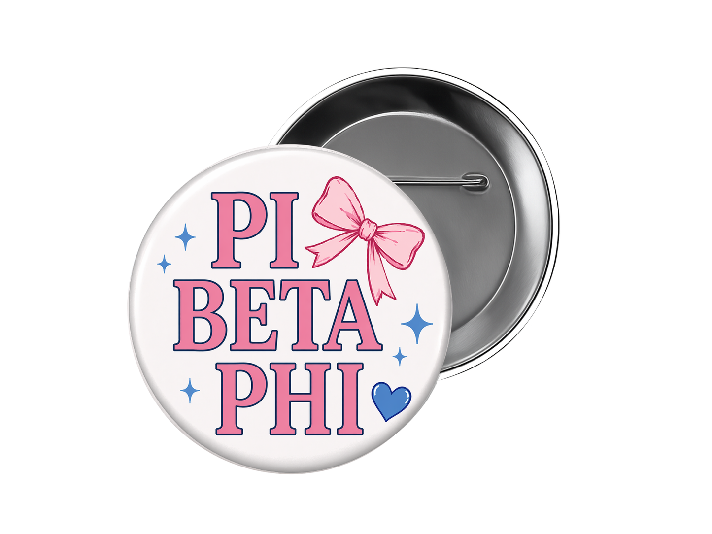 Pi Beta Phi - Pink & White Bow Button