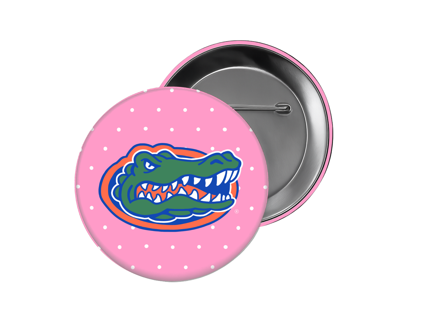University of Florida - Pink Polka Dot Gator Button