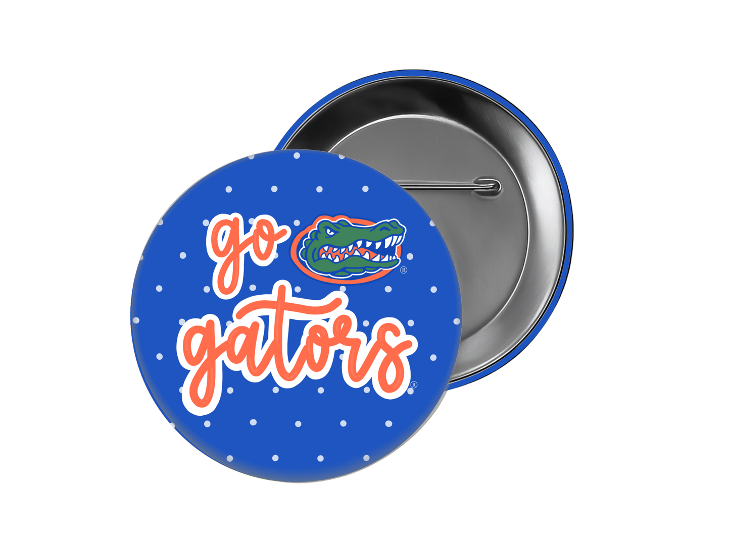 University of Florida - Blue Polka Dot Go Gators Button