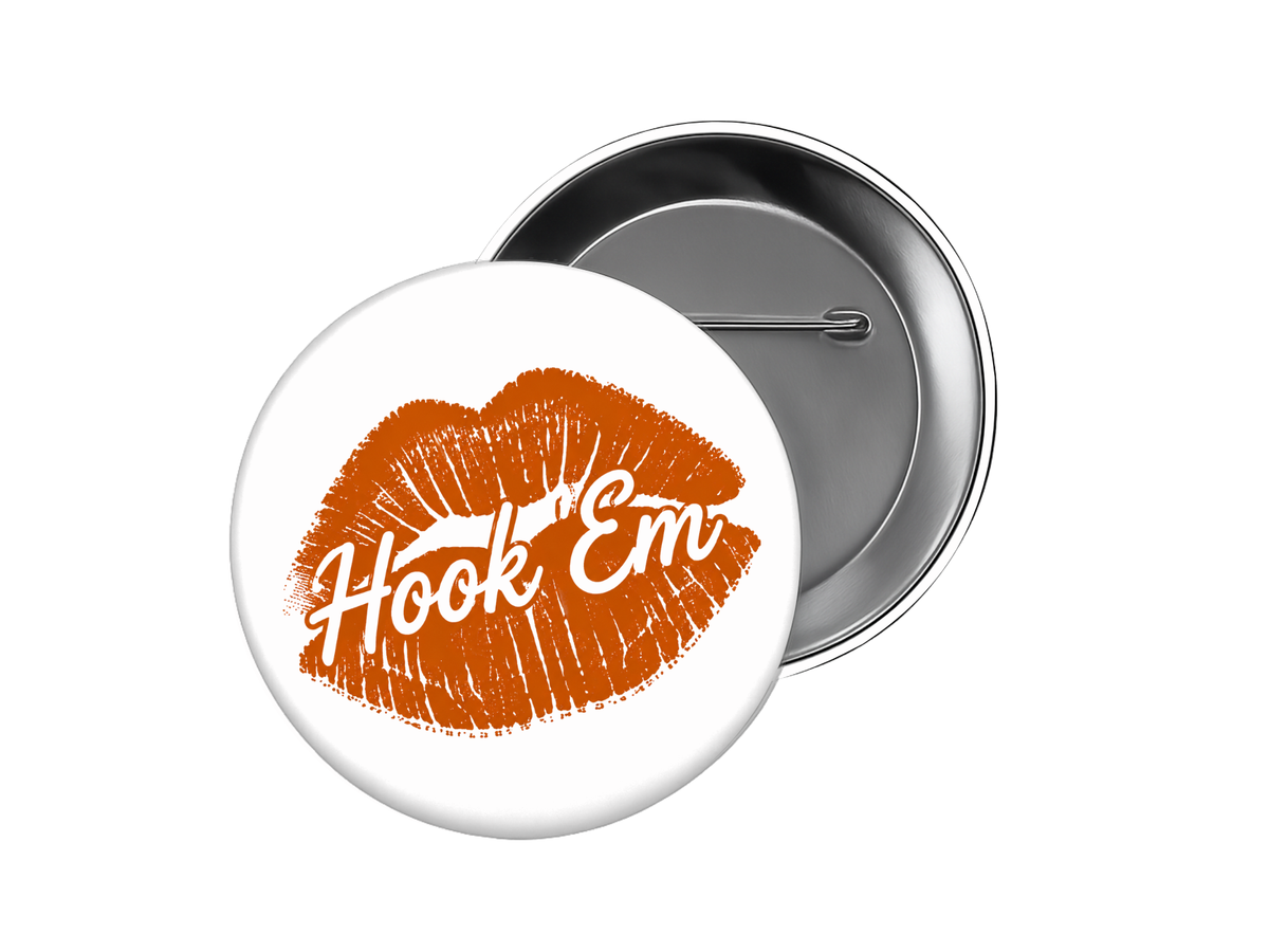 University of Texas - Hook 'Em Orange Lips Button
