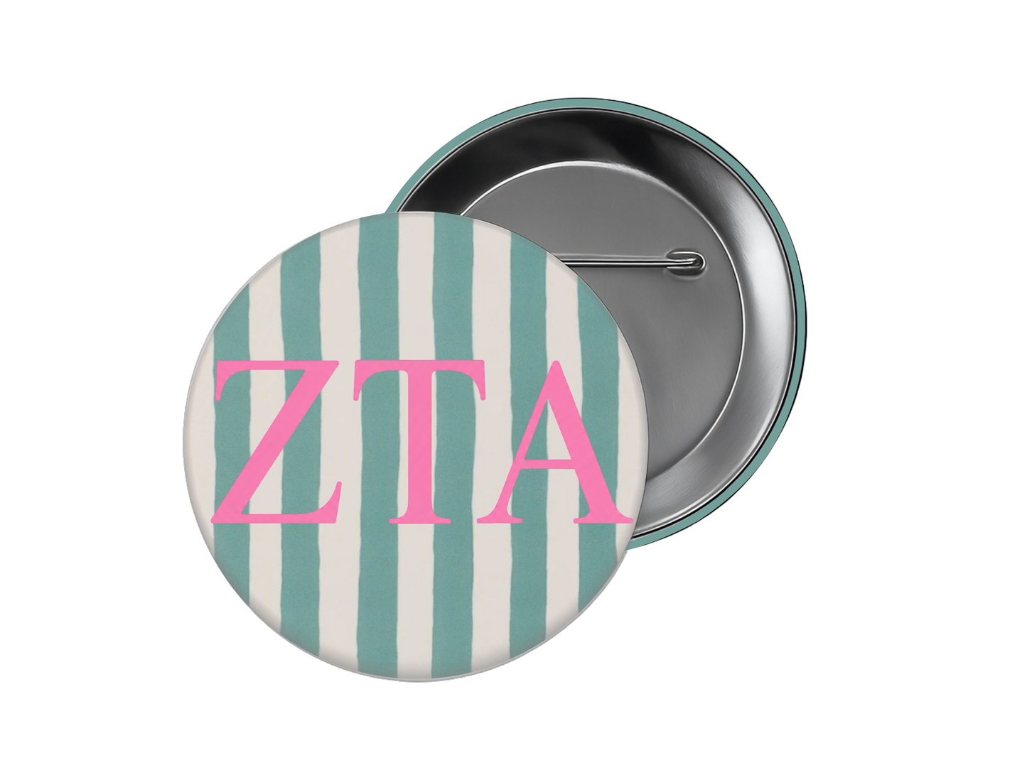 Zeta Tau Alpha - ZTA Teal Stripe Button