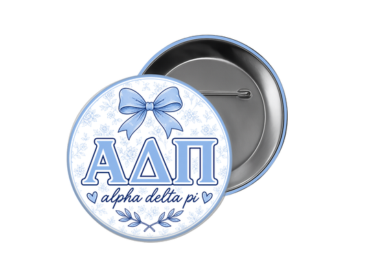 Alpha Delta Pi - Baby Blue Bow Button