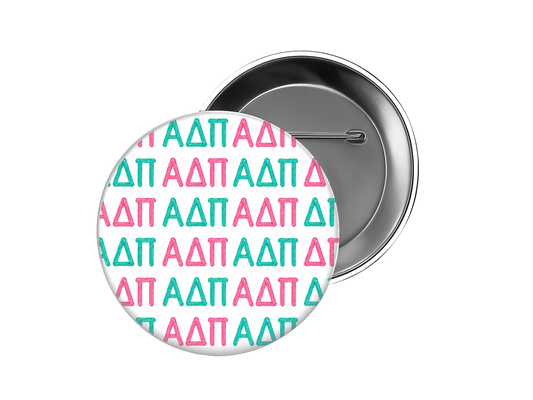 Alpha Delta Pi - Teal and Pink Symbol Button