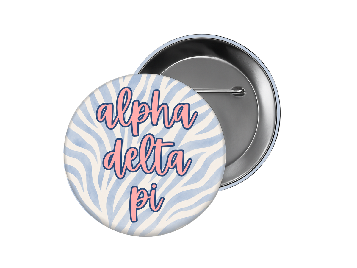 Alpha Delta Pi - Light Blue Zebra Alpha Delta Pi Button