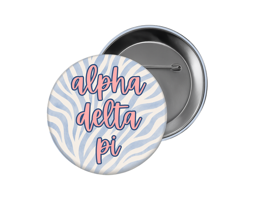 Alpha Delta Pi - Light Blue Zebra Alpha Delta Pi Button