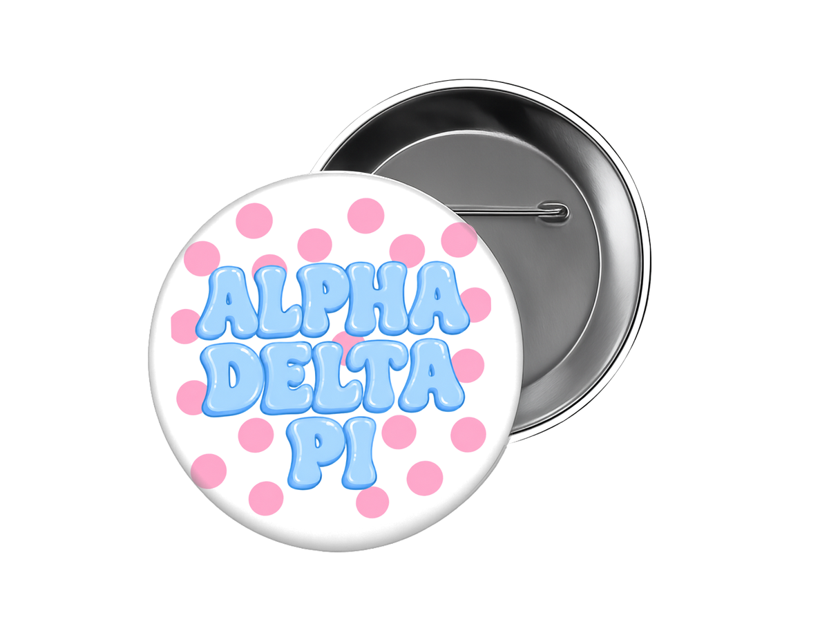 Alpha Delta Pi - Pink Polka Dot Bubble Button