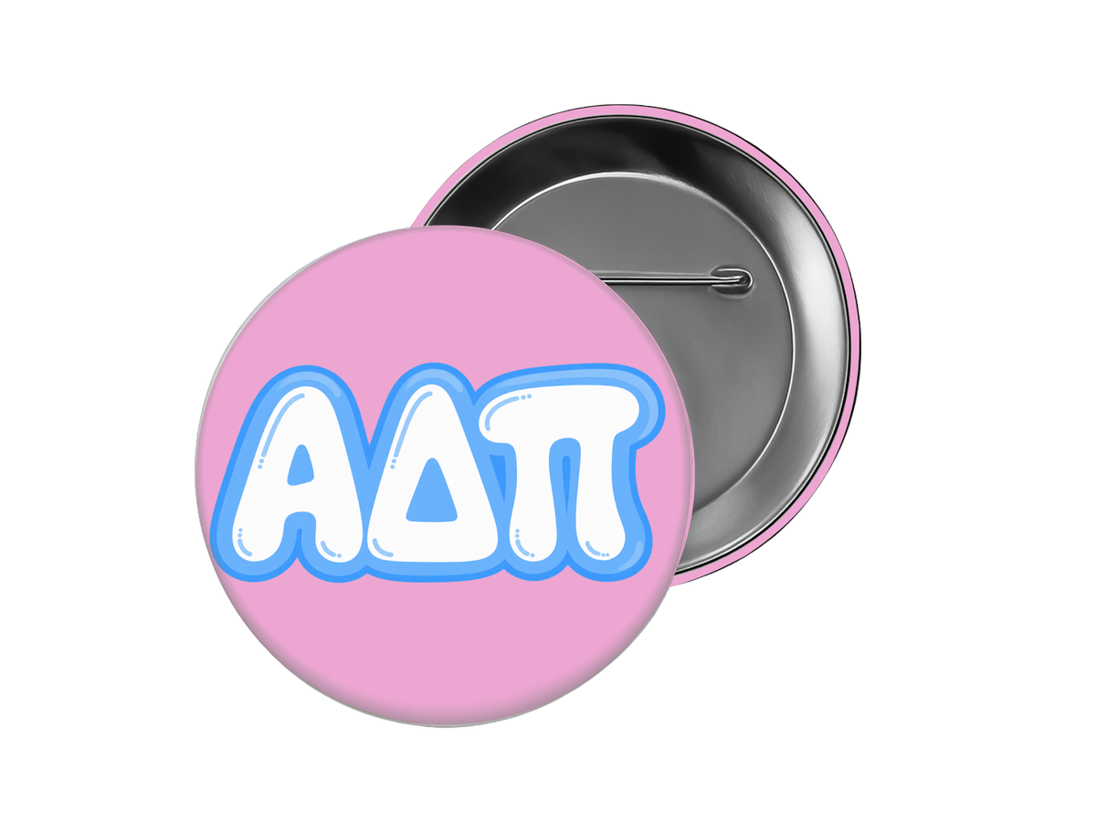 Alpha Delta Pi - Pink and Light Blue Bubble Button