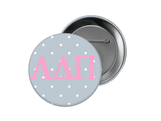 Alpha Delta Pi - Light Blue Polka Dot with Pink Button