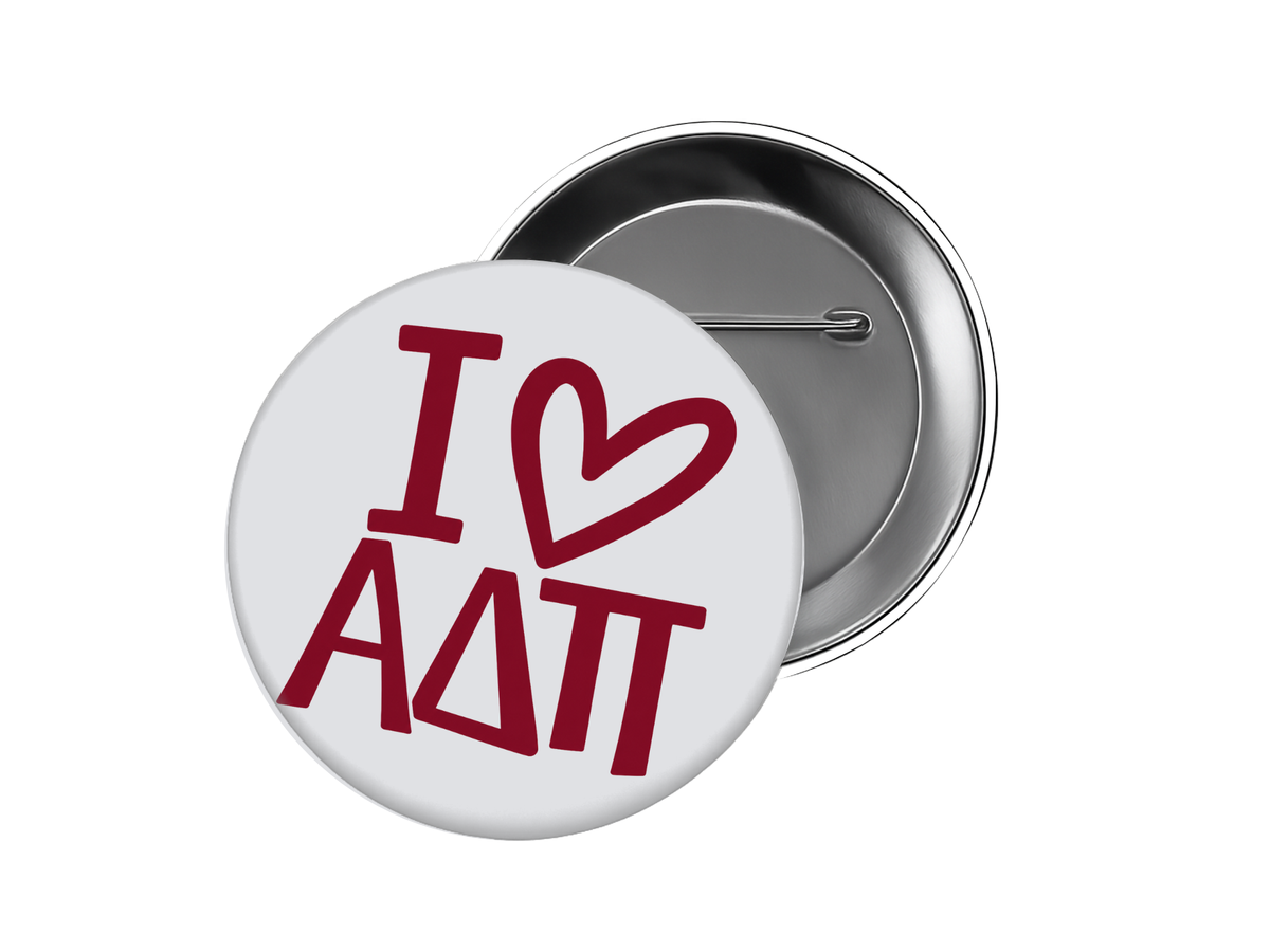 Alpha Delta Pi - Maroon I Heart ADPI Button