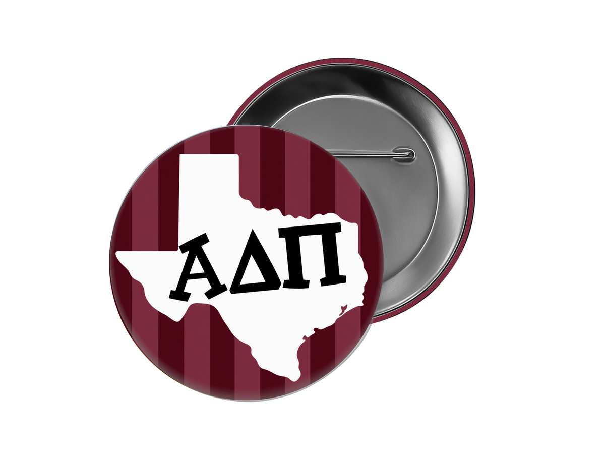 Alpha Delta Pi - Maroon Stripe Texas Button