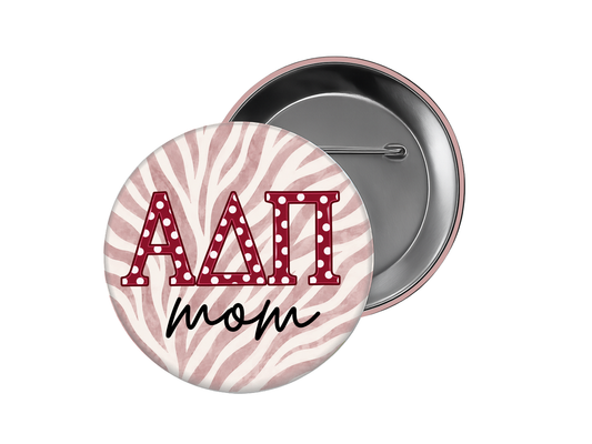 Alpha Delta Pi - Zebra ADPI Mom Button