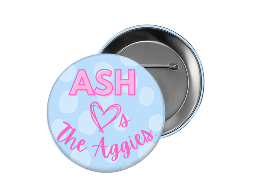 ASH Aqua Polka Dot Button