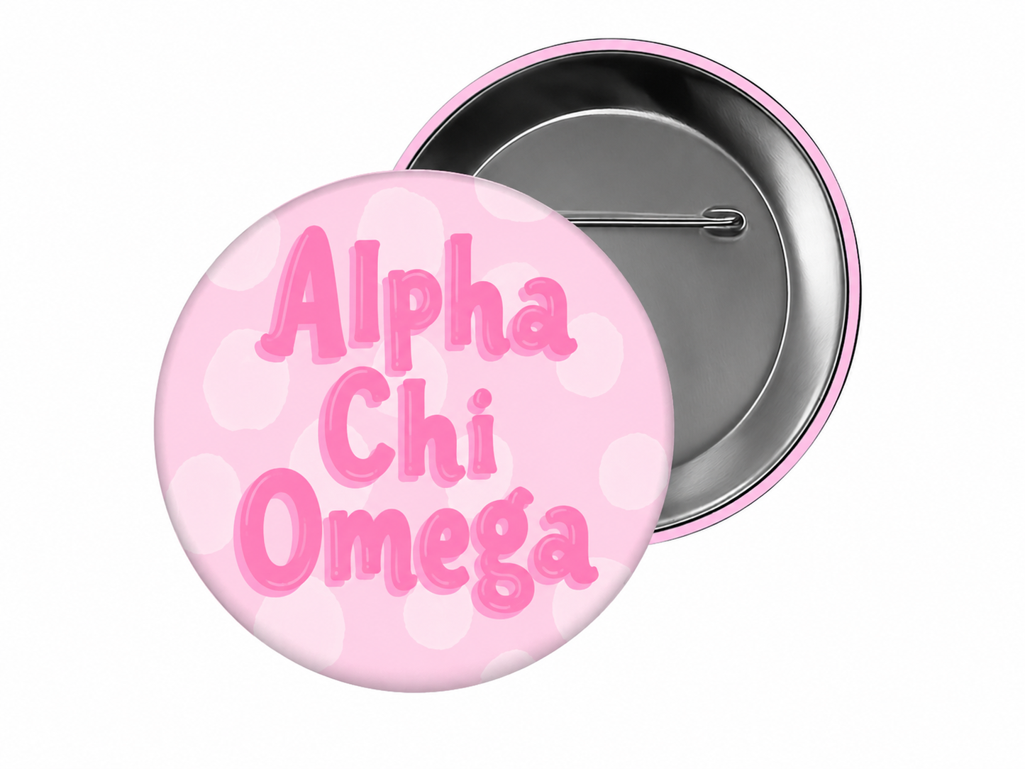Alpha Chi Omega - Pink Polka Dot Bubble Button