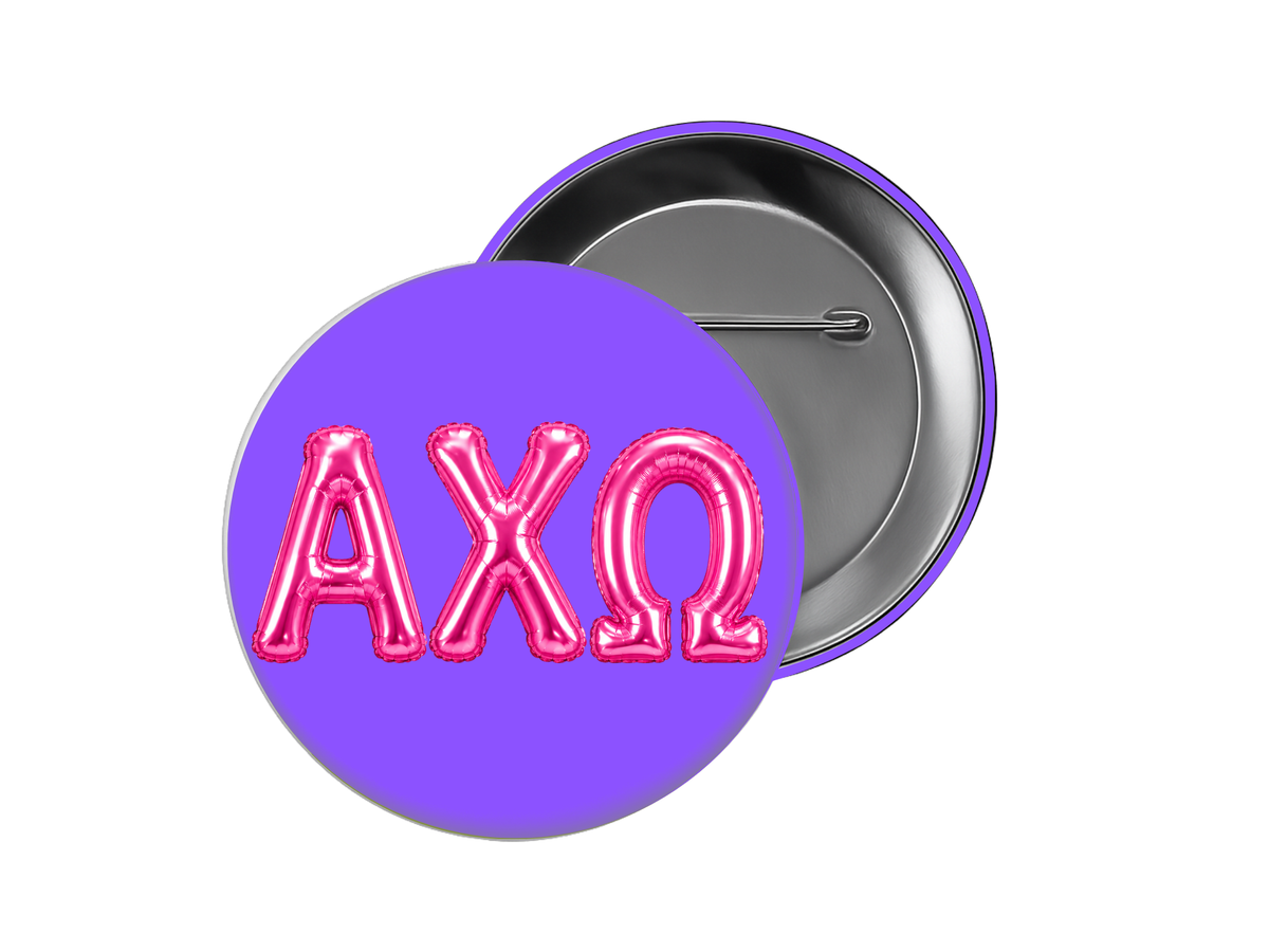 Alpha Chi Omega - Purple and Pink Balloon Button