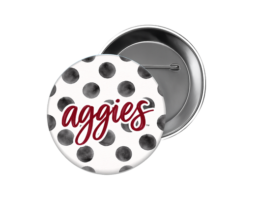Texas A&M - Black Polka Dot Aggies Button