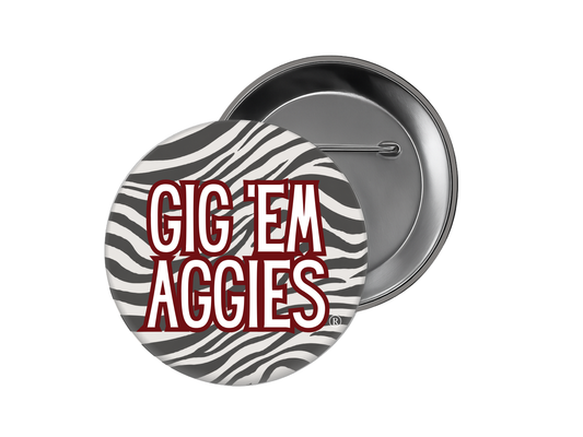 Texas A&M - Black Zebra Gig 'Em Aggies Button