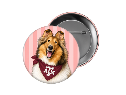 Texas A&M - Pink Stripe Reveille Button
