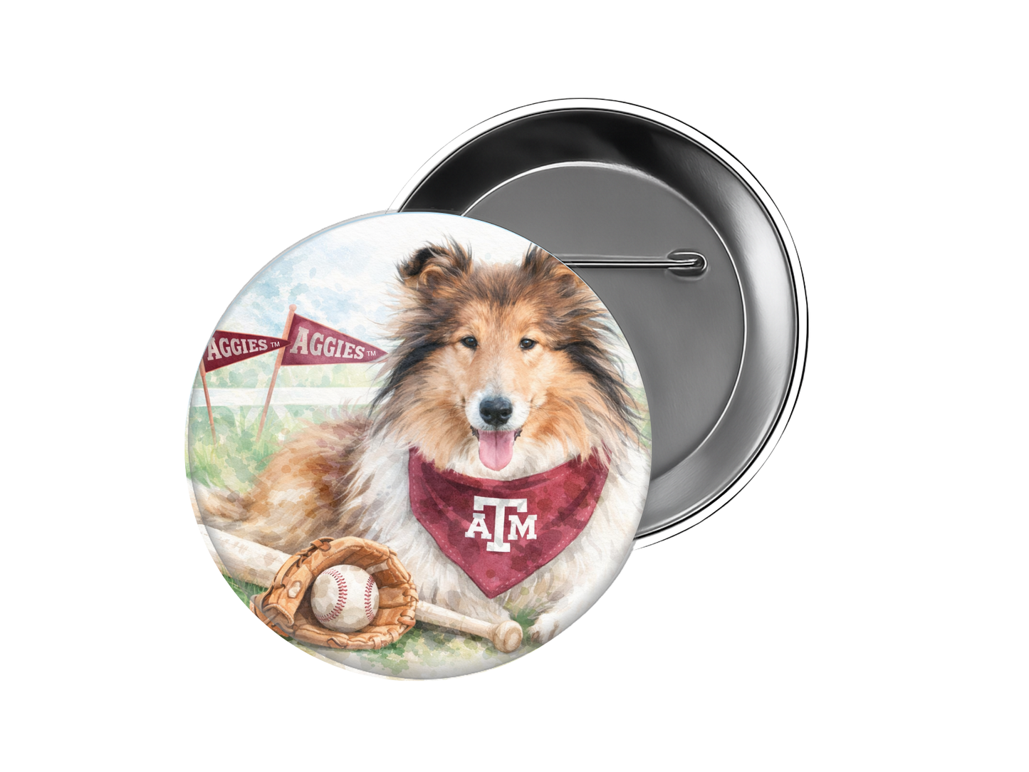 Texas A&M - Reveille Baseball Bandana Button
