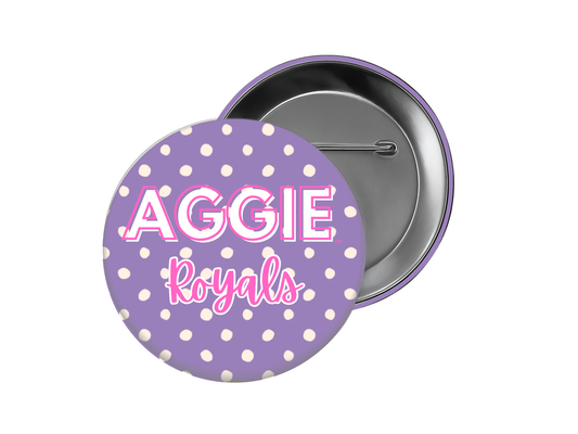 Aggie Royals Purple Polka Dot Button