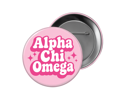 Alpha Chi Omega - Pink Retro Button