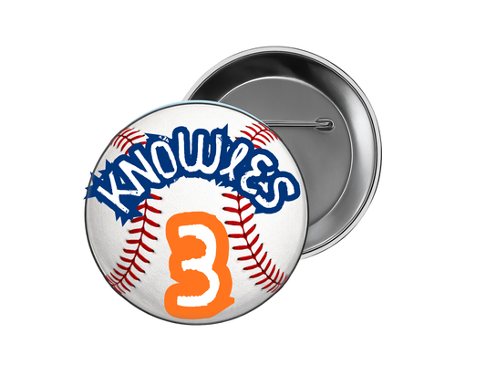 Baseball Button – Baseball with Name and Number