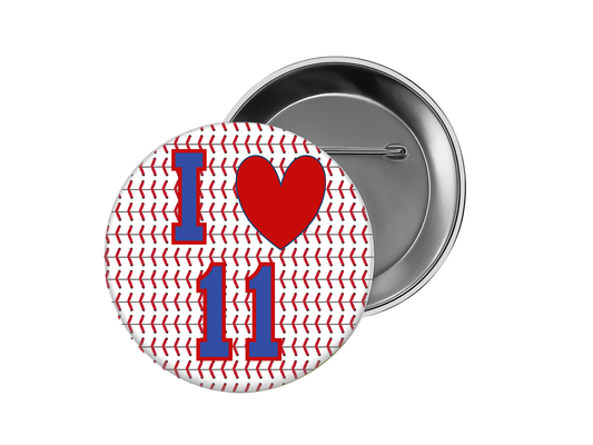 Baseball Button – I  Heart & Number