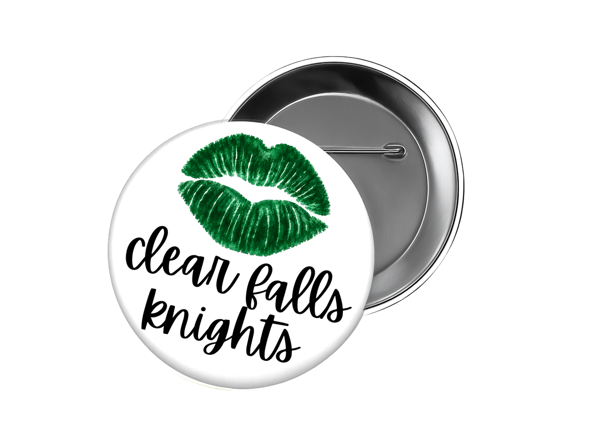Clear Falls High School Button – Green Lips Clear Falls Button