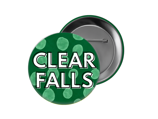 Clear Falls High School Button – Green Large Polka Dot Clear Falls Button