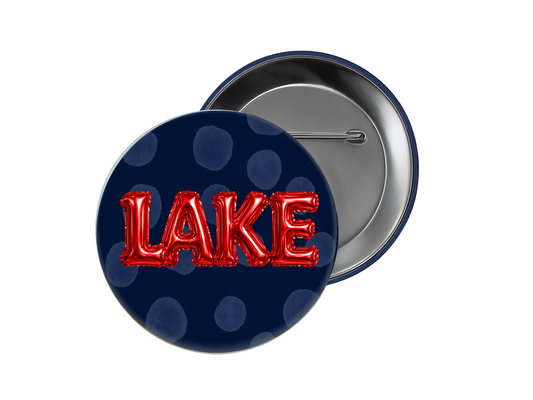 Clear Lake High School Button – Large Blue Polka Dot Balloon Lake Button