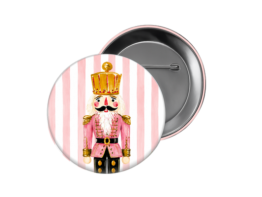 Pink Stripe Nutcracker Button