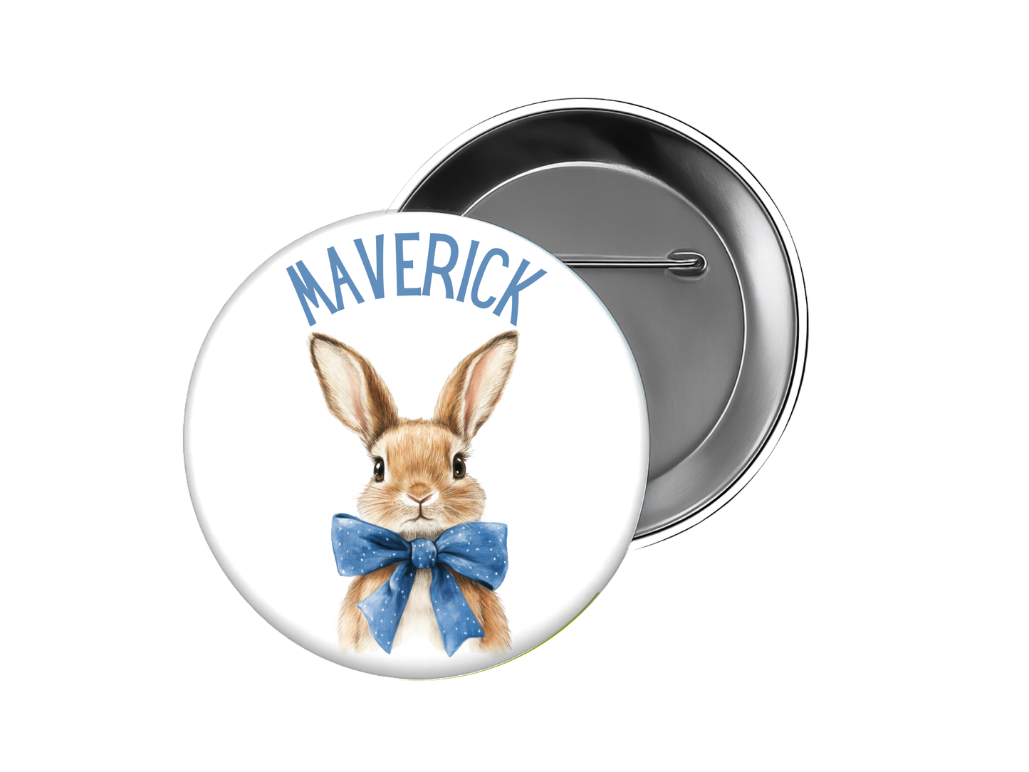 Easter Bunny Personalized Blue Bowtie Button