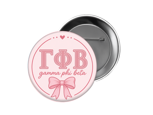 Gamma Phi Beta - Pink Bow Button