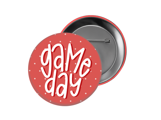 Game Day Button - Red Polka Dot Design