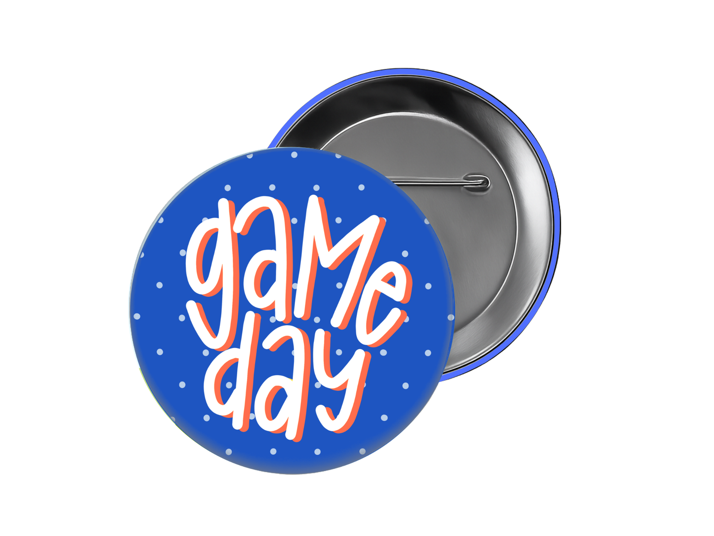 Game Day Button - Royal Blue Polka Dot Design
