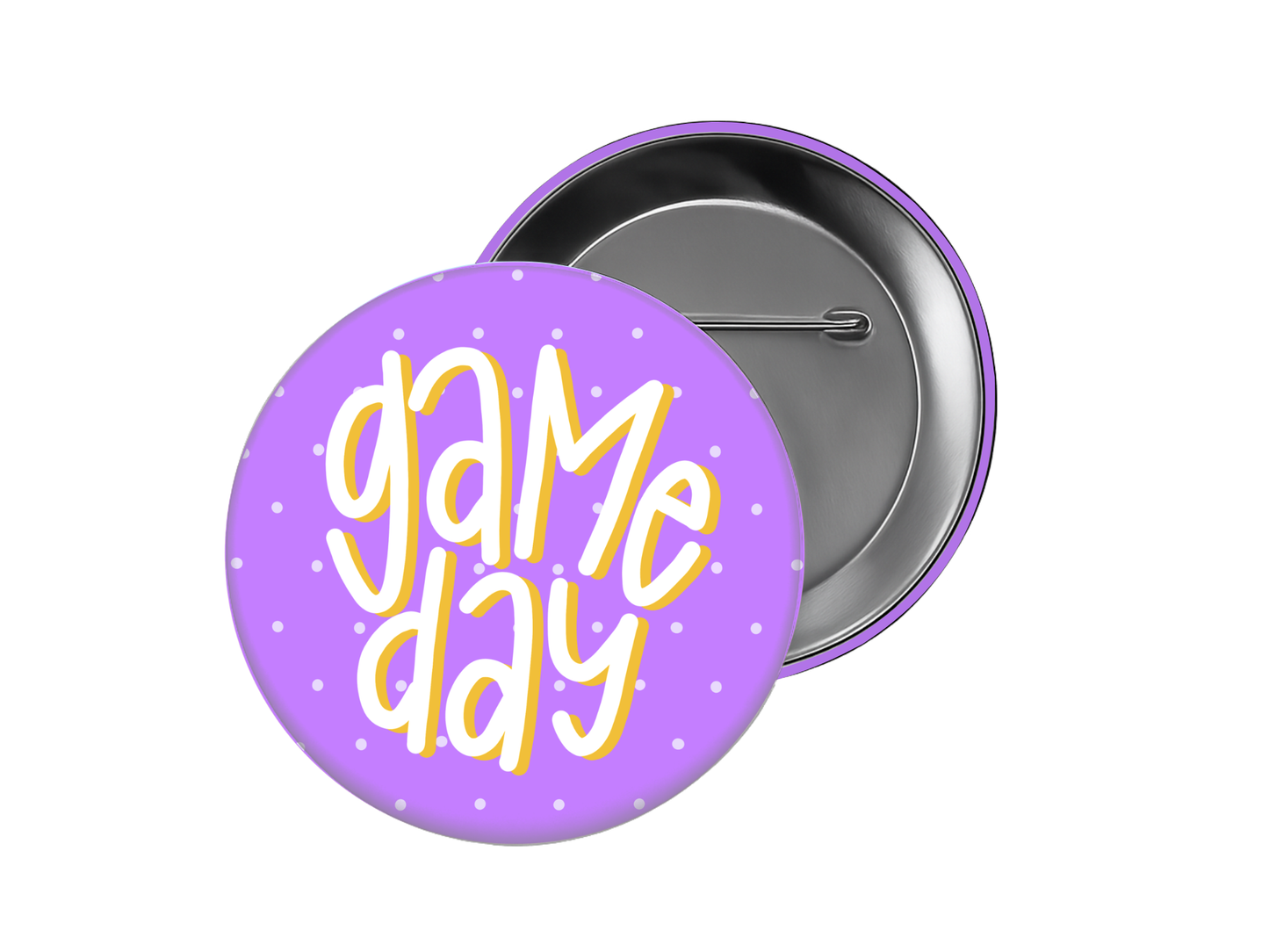 Game Day Button - Purple Polka Dot Design