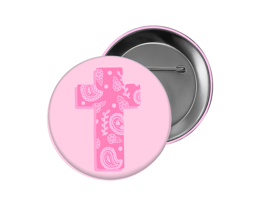 Faith Button – Pink Cross Design