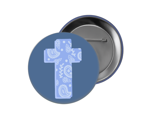 Faith Button – Blue Cross Design